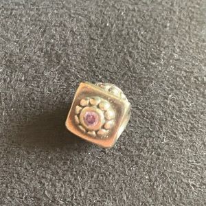 Pandora Charm | Silver flower with purple gem